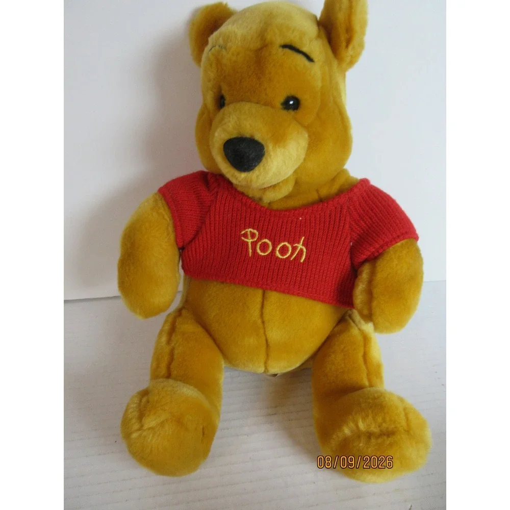 Disney Parks Winnie the Pooh Plush Stuffed Animal Red Knit Sweater 12 Inch